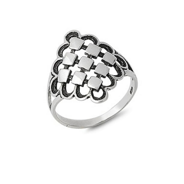 CloseoutWarehouse 925 Sterling Silver Paragon Cut Band Ring CloseoutWarehouse 925 Sterling Silver Paragon Cut Band Ring
